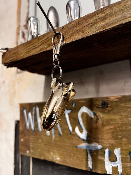 Brass Rocket high polish key chain