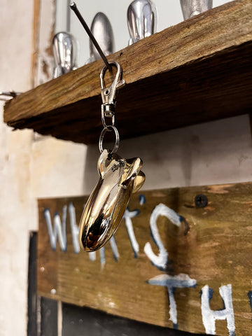 Brass Rocket high polish key chain